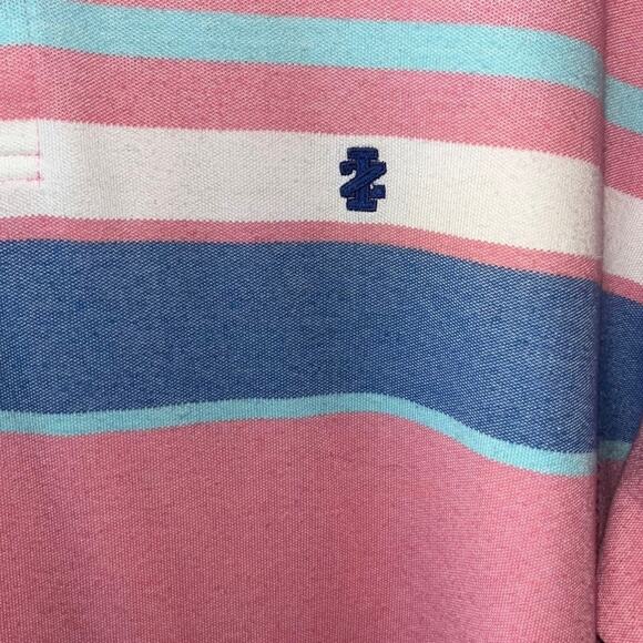 Izod Mens XXL Advantage Performance Natural Stretch Pink Blue Polo Shirt - Picture 2 of 4